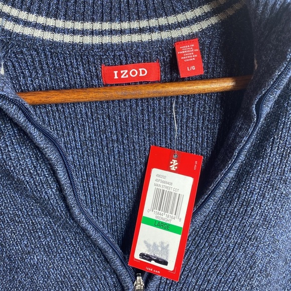 Izod 1/4 zip blue sweater size large - Picture 3 of 4